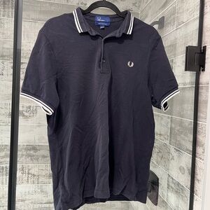 Fred Perry Dark Blue Polo with White Accents